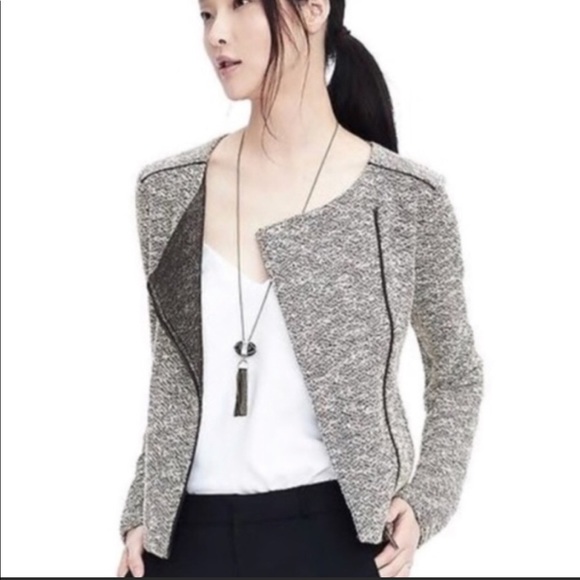 Banana Republic Jackets & Blazers - BANANA REPUBLIC Moto Black & White Tweed Jacket
